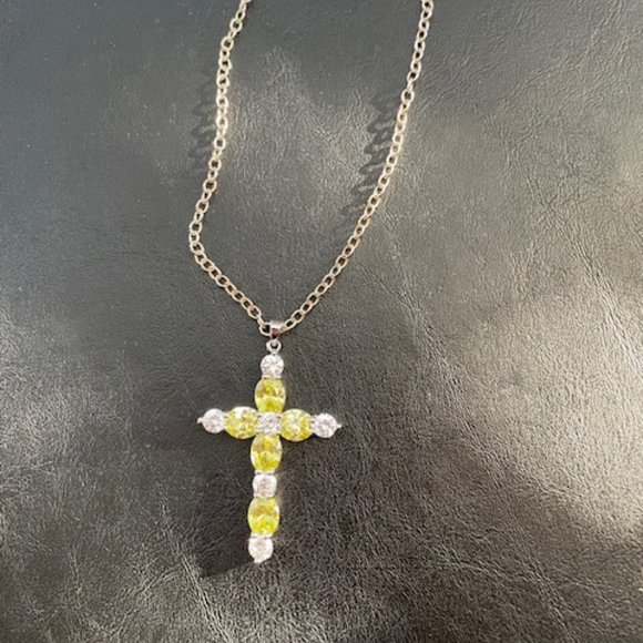 Vintage Suzanne Somers sterling silver necklace w/ cross set in cubic zirconias - Picture 5 of 7